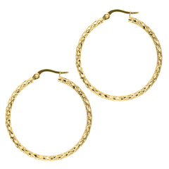 14K Gold Diamond Cut Sparkle Hoop Earring, Diameter 27mm fine designer jewelry for men and women