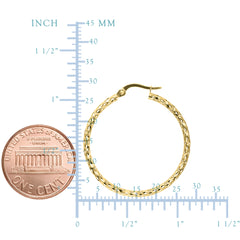 14K Gold Diamond Cut Sparkle Hoop Earring, Diameter 27mm fine designer jewelry for men and women