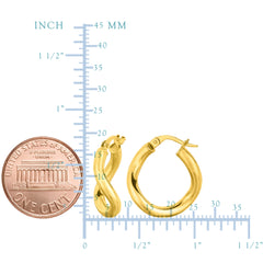 14K Gold Round Wavy Hoop Earrings, 20mm fine designer jewelry for men and women