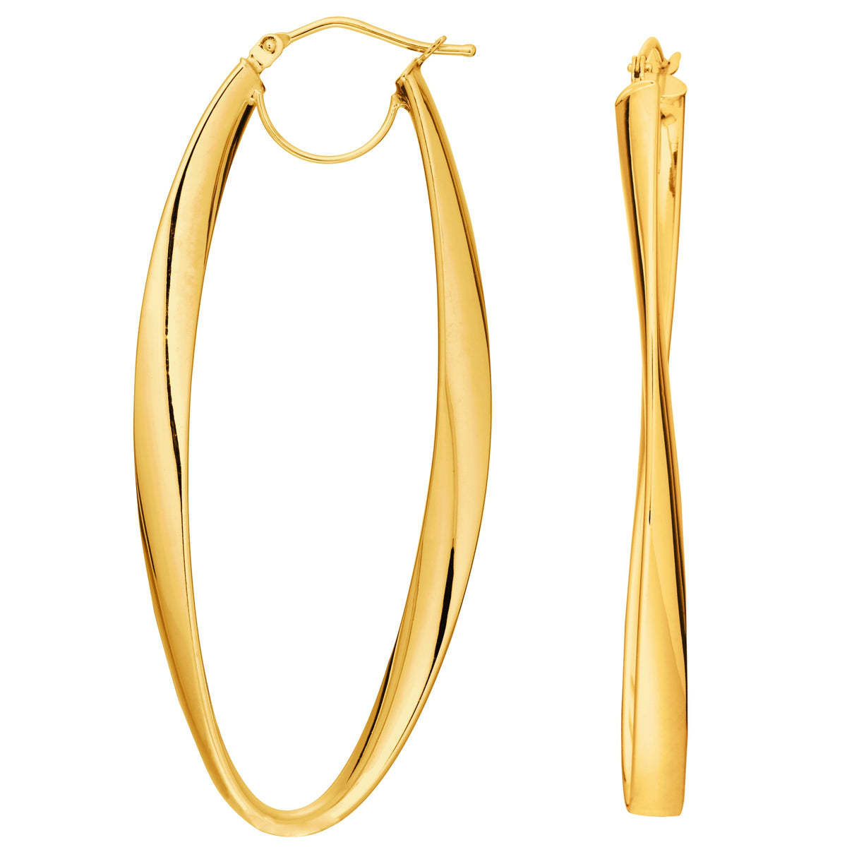 14K Gold 2mm Shiny Wavy Hoop Earrings fine designer jewelry for men and women