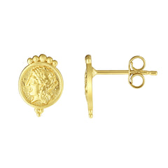 14k Yellow Gold Lady Head Stud Earrings fine designer jewelry for men and women