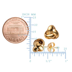 14k Yellow Gold Single Row Love Knot Stud Earrings, 9mm fine designer jewelry for men and women