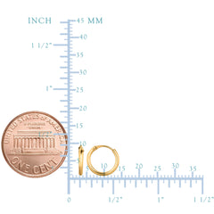 14K Gold Round Endless Hoop Earrings, 10mm fine designer jewelry for men and women