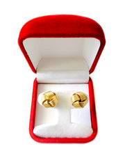 14k Yellow Gold Shiny 6 Row Love Knot Stud Earrings, 12mm fine designer jewelry for men and women