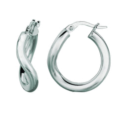 14K Gold Round Wavy Hoop Earrings, 20mm fine designer jewelry for men and women