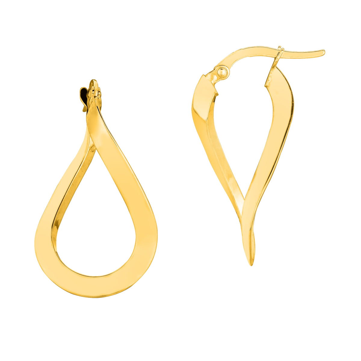 14K Gold 3MM Shiny Wavy Hoop Earrings fine designer jewelry for men and women