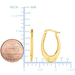 14K Gold Graduated Puffed Open Oval Hoop Earring fine designer jewelry for men and women