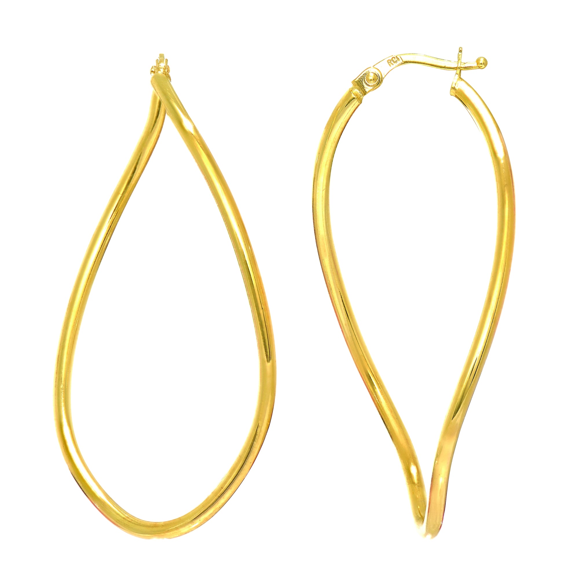 14K Yellow Gold Twisted Oval Infinity Hoop Earrings fine designer jewelry for men and women