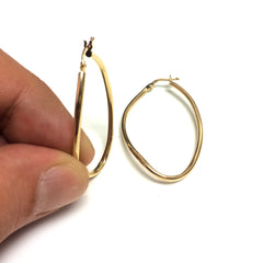 14K Yellow Gold Twisted Oval Infinity Hoop Earrings fine designer jewelry for men and women