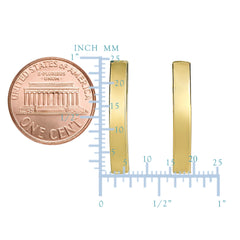 14k Yellow Gold Curved Tube Rectangular Climber Bar Style Stud Earrings fine designer jewelry for men and women