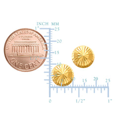 14k Gold Shiny Diamond Cut Round Stud Earrings, 10mm fine designer jewelry for men and women