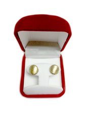 14k Yellow Gold Satin With Diamond Cut Edges Stud Earrings, 11mm fine designer jewelry for men and women