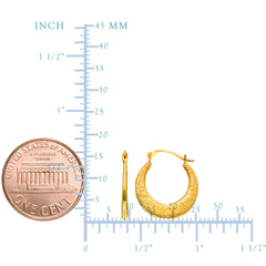 14K Yellow Gold Graduated Textured Hoop Earrings, Diameter 17mm fine designer jewelry for men and women