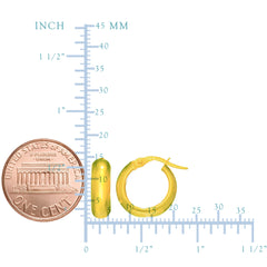 14K Gold Round Polished Hoop Earrings, 15mm fine designer jewelry for men and women