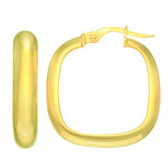 14K Yellow Gold Square Hoop Earrings, Diameter 22mm fine designer jewelry for men and women