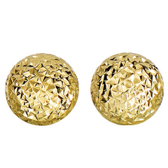14k Yellow Gold Diamond Cut Round Puffed Stud Earrings, 11mm fine designer jewelry for men and women