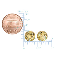 14k Yellow Gold Diamond Cut Round Puffed Stud Earrings, 11mm fine designer jewelry for men and women