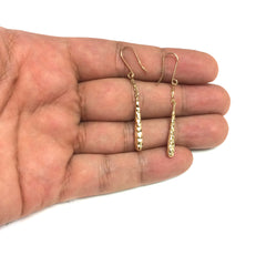 14K Yellow Gold Diamond Cut Long Teardrop Drop Earrings fine designer jewelry for men and women