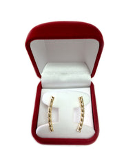 14k Yellow Gold Shinny Diamond Cut Round Tube Curved Climber Earrings fine designer jewelry for men and women