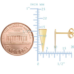 14K Yellow Gold Long Triangle Climber Stud Earrings fine designer jewelry for men and women