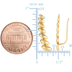 14K Yellow Gold Graduated Oval Series Climber Earrings fine designer jewelry for men and women