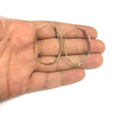 14k Yellow And White Gold Diamond Cut Single Tube Into Double Oval Hoop Earrings fine designer jewelry for men and women