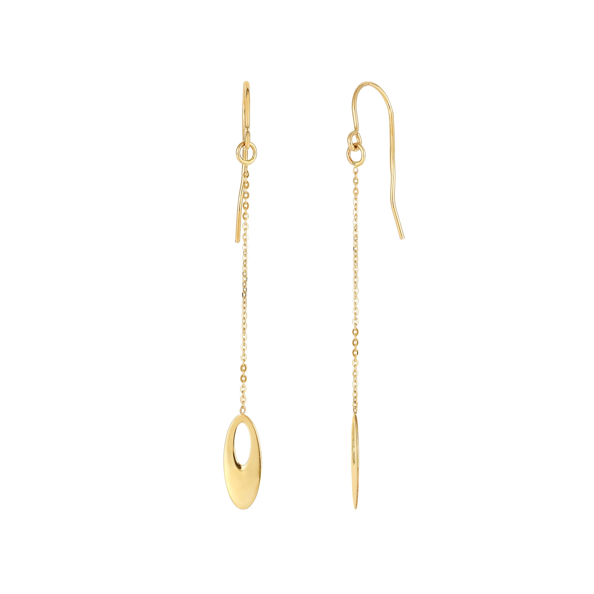 14K Yellow Gold Oval Bead Drop Earrings fine designer jewelry for men and women