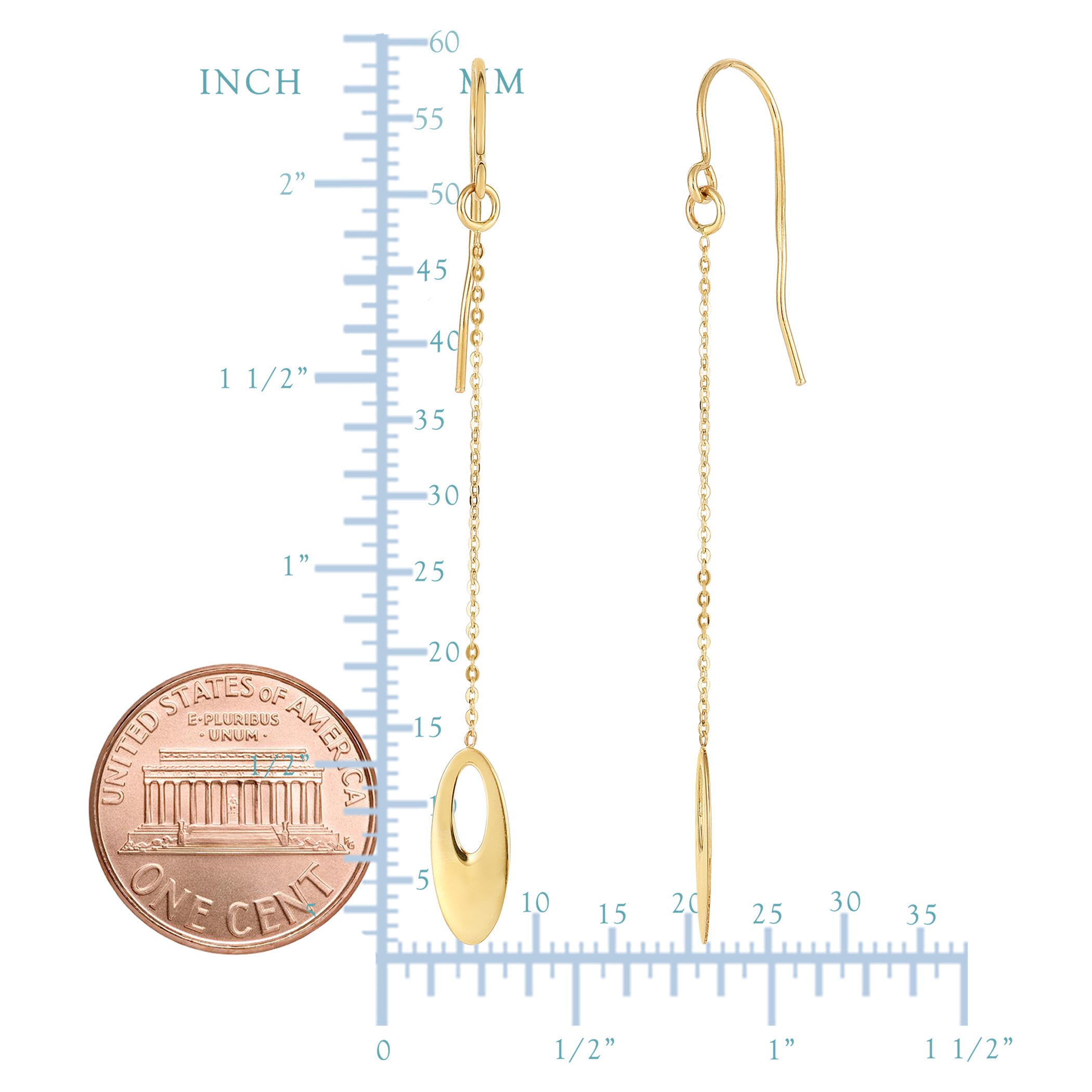 14K Yellow Gold Oval Bead Drop Earrings fine designer jewelry for men and women