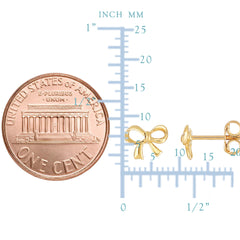 14K Yellow Gold Bow Tie Shape Stud Earrings fine designer jewelry for men and women