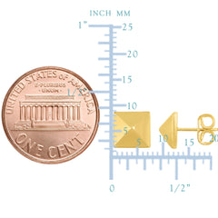 14K Gold Yellow Pyramid Style Stud Earrings fine designer jewelry for men and women