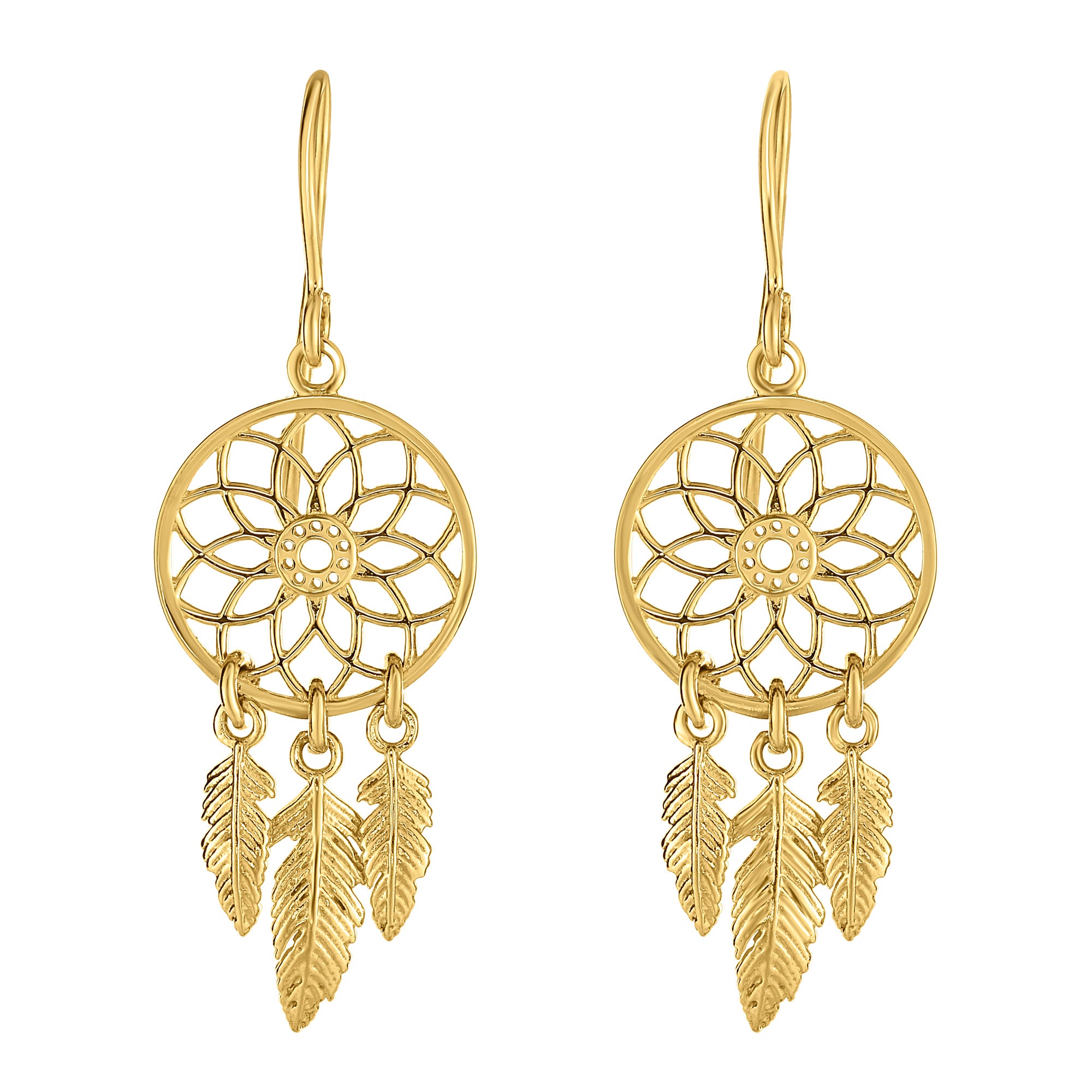 14K Yellow Gold Dream Catcher Chandelier Earrings fine designer jewelry for men and women