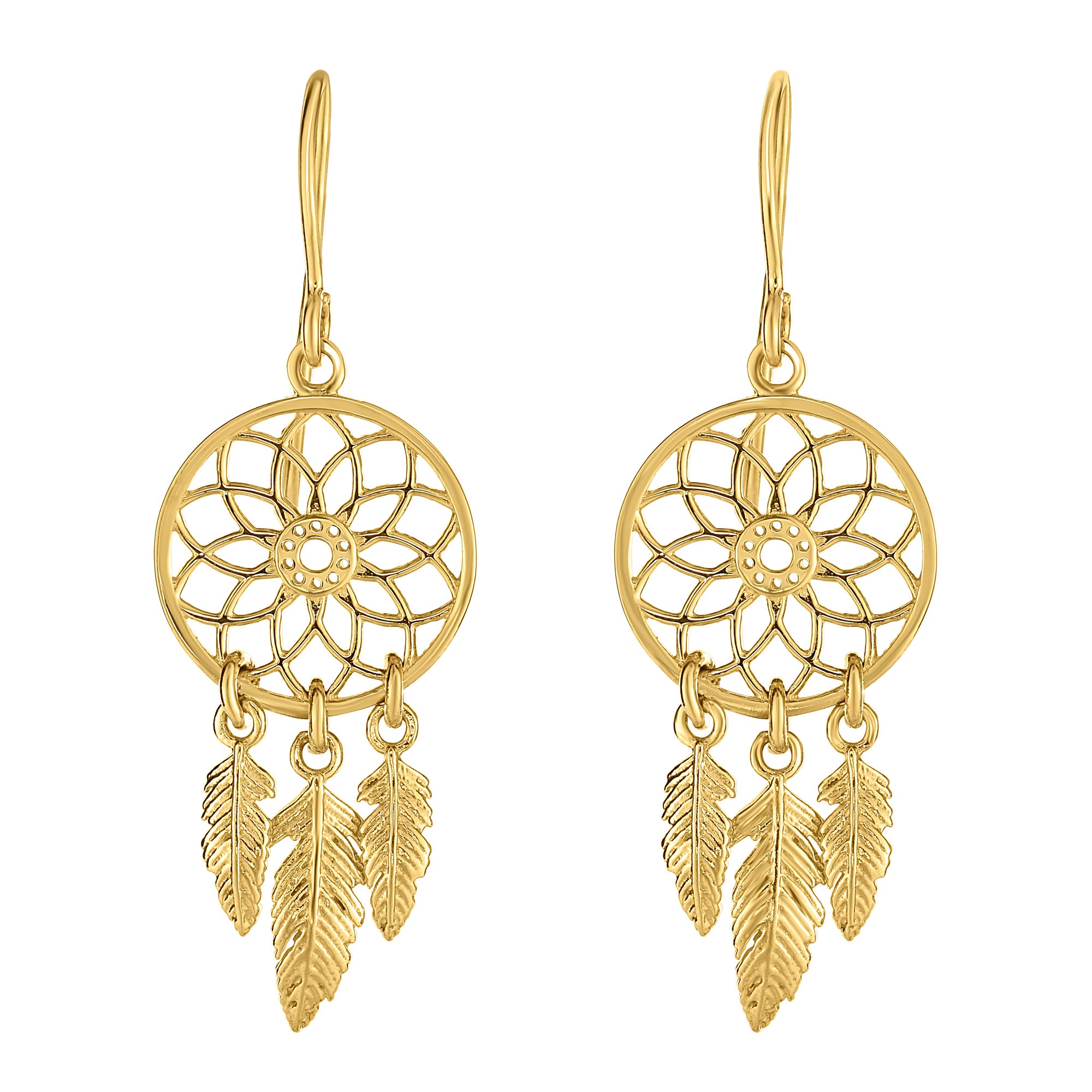 14K Yellow Gold Dream Catcher Chandelier Earrings fine designer jewelry for men and women