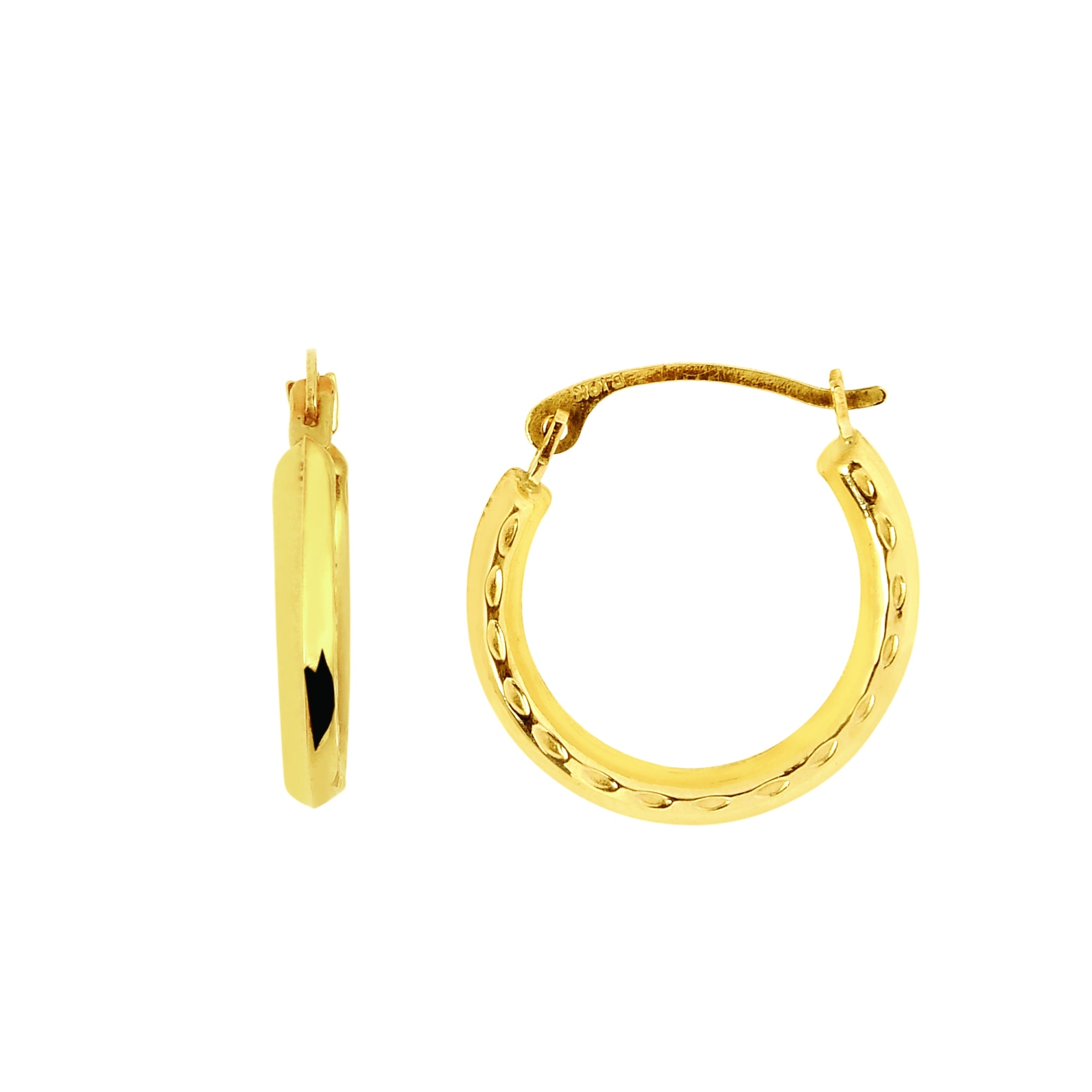 14K Yellow Gold Horseshoe Hoop Earrings, Diameter 15mm fine designer jewelry for men and women