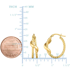 14K Gold Yellow Finish Oval Hoop Earrings fine designer jewelry for men and women