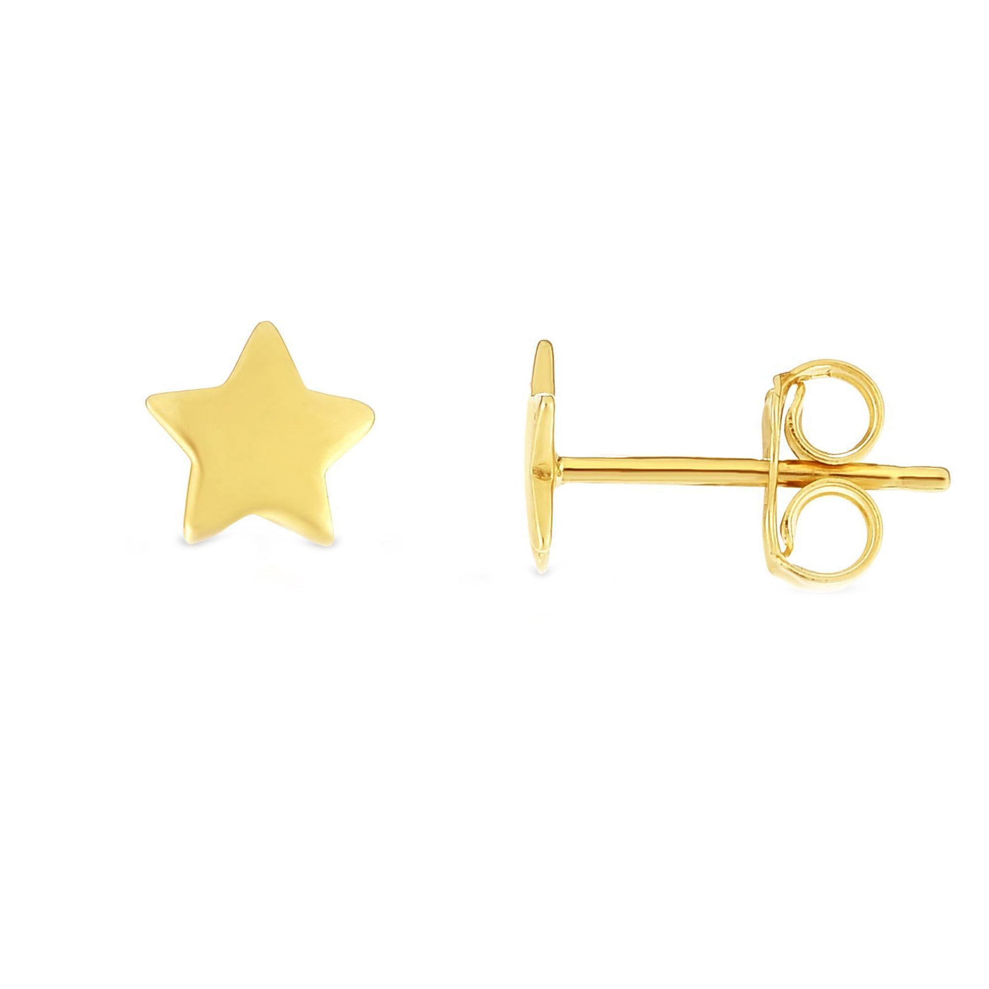 14k Yellow Gold Star Stud Earrings JewelryAffairs