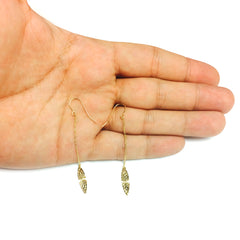 14K Yellow Gold Diamond Cut Marquise Disc Drop Earrings fine designer jewelry for men and women