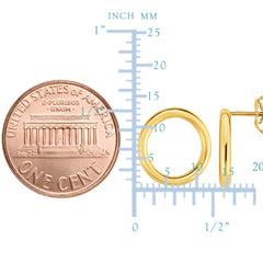 14K Gold Yellow Open Circle O Style Stud Earrings fine designer jewelry for men and women