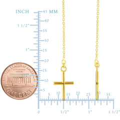 14K Yellow Gold Hanging Cross Charm Earrings fine designer jewelry for men and women