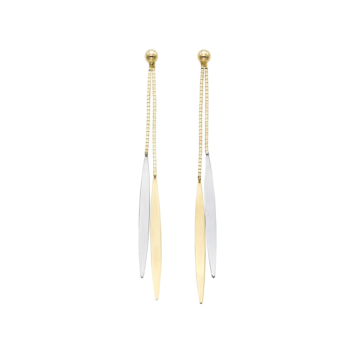 14K Yellow And White Gold Hanging Tear Drop Earrings fine designer jewelry for men and women