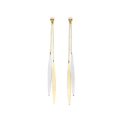 14K Yellow And White Gold Hanging Tear Drop Earrings fine designer jewelry for men and women