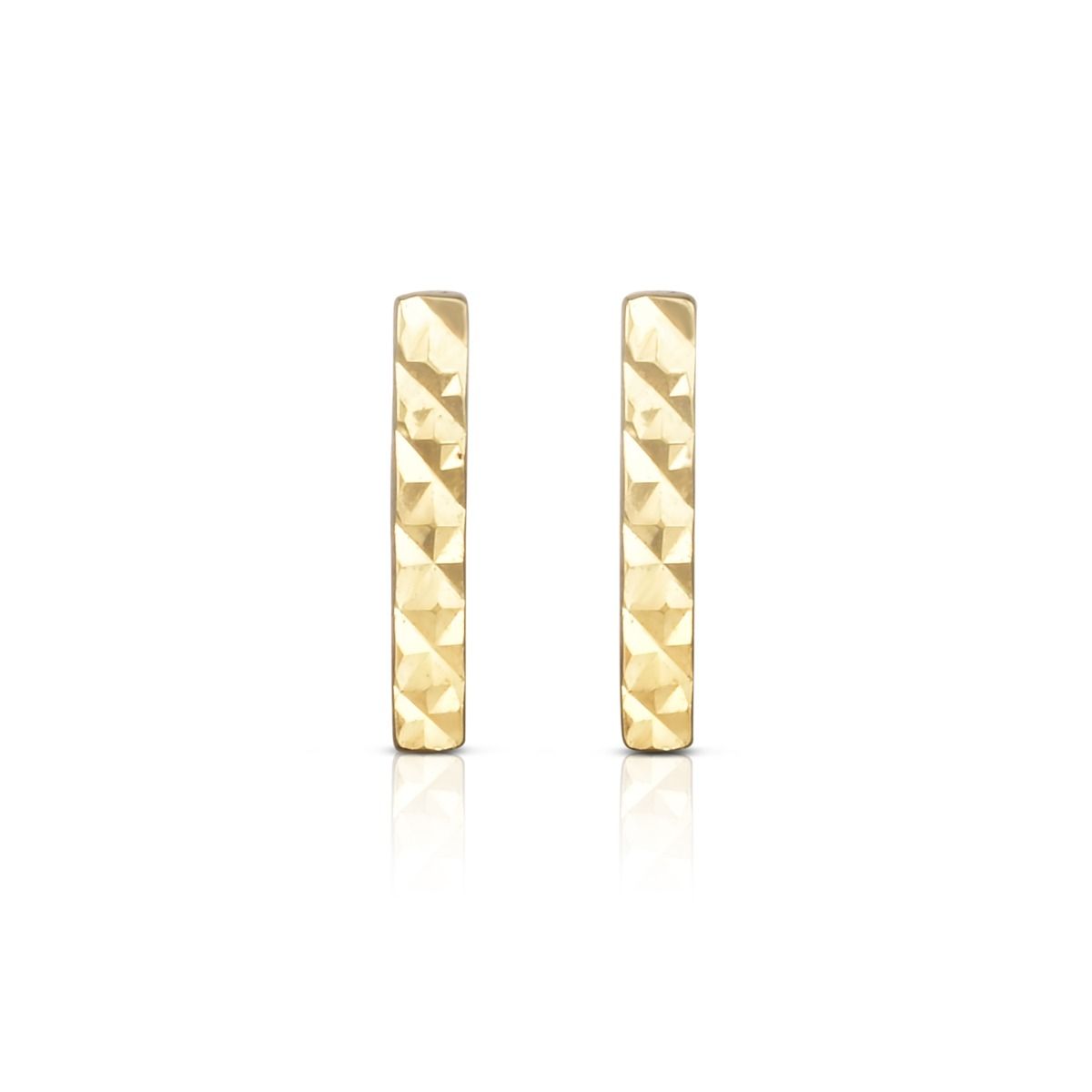14k Yellow Gold Vertical Bar Stud Earrings fine designer jewelry for men and women