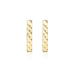 14k Yellow Gold Vertical Bar Stud Earrings fine designer jewelry for men and women