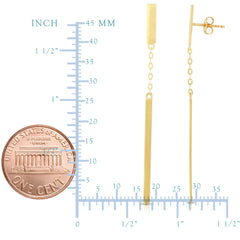 14K Yellow Gold Hanging Bar Drop Earrings fine designer jewelry for men and women