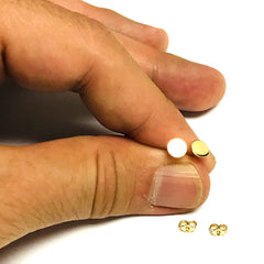 14k Yellow Gold Round Plate Stud Earrings fine designer jewelry for men and women