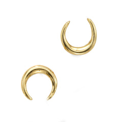 14k Yellow Gold Crescent Moon Stud Earrings fine designer jewelry for men and women