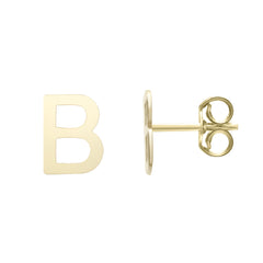 14k Yellow Gold Initial Letter Stud Earrings fine designer jewelry for men and women