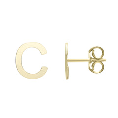 14k Yellow Gold Initial Letter Stud Earrings fine designer jewelry for men and women