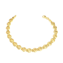 Sterling Silver 18 Karat Gold Overlay Plated Greek Spira Bracelet, 7.5" fine designer jewelry for men and women