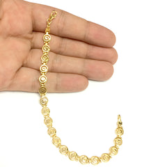 Sterling Silver 18 Karat Gold Overlay Plated Greek Spira Bracelet, 7.5" fine designer jewelry for men and women