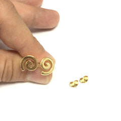Sterling Silver 18 Karat Gold Overlay Greek Spira Stud Earrings fine designer jewelry for men and women